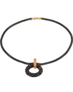 Sterling Silver With Black And Pink Gold Plate Necklace Sterling Silver  24.00 Inch Sterling Silver With Black Lacquer And Pink Gold Plate Necklace