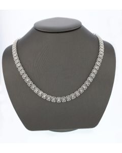 7.5 Carats Natural Diamonds 10k White Gold Baguette Necklace 7MM wide 18 Inches 