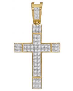 10kt Yellow Gold Mens Diamond Roman Cross Charm Pendant 1-3/8 Cttw 