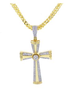 Midwest Jewellery Round Natural Diamonds Cross Pendant in10kt Gold 1.00 cttw Diamonds