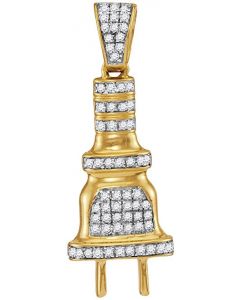 10kt Yellow Gold Mens Diamond Power Plug Charm Pendant 1/5 Cttw 