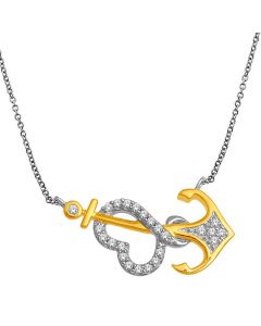 Anchor With Heart Pendant Two Tone 10K Gold 0.1ct Diamonds Necklace included 