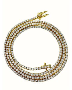 10k Yellow Gold 7.0 carats Lab-Grown VVS Round Diamonds Tennis Chain / Necklace 16-22 inches long 2.2mm w/ Box & Appraisal Certificate