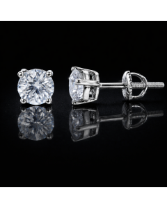 10k White Gold Solitaire Diamond Earrings available in 0.25 carat, 0.5 carat, 0.75 carat, 1 carat total CVD lab grown VVS Diamonds