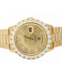 18K Gold Rolex Presidential Watch Mens With Custom Diamond Bazel 7Ct 
