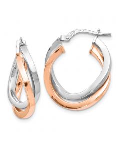 Two Tone Hoop Earrings Rose gold Tone and Silver 23mm Round Hoop Earrings for Her 