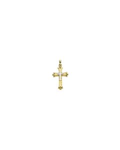 14kt Yellow & White 25.5mmx18mm Hollow Cross Pendant