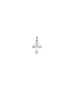 14kt White 19.5x15mm Design Cross Pendant