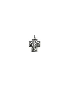Sterling Silver 24.5x22mm Alpha Omega/Chi-Rho Cross