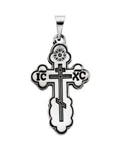 Orthodox Cross Pendant W/Black Inlay 14K Yellow Gold 19.00X13.00 Mm