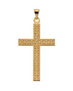 Cross Pendant W/Design 14K Yellow Gold 39.00X25.00 Mm