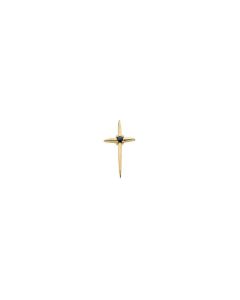 14kt Yellow Blue Sapphire Cross Pendant