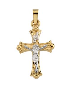 Two Tone Crucifix Pendant 14K Yellow/White Gold 20.00X14.00 Mm