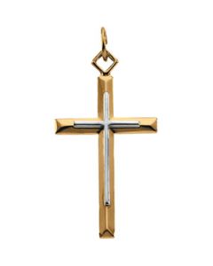 Two Tone Cross Pendant Ygf_Ss Gold 29.00X18.00 Mm