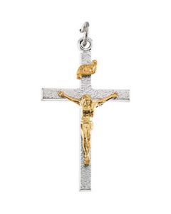 Two Tone Crucifix Pendant Ss_Ygf Gold 26.00X16.00 Mm