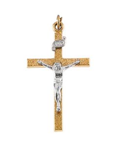 Two Tone Crucifix Pendant Ygf_Ss Gold 26.00X16.00 Mm