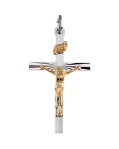Two Tone Crucifix Pendant Ss_Ygf Gold 26.00X16.00 Mm