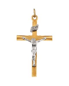 Two Tone Crucifix Pendant Ygf_Ss Gold 26.00X16.00 Mm
