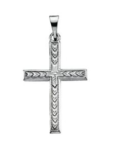 Cross Pendant 14K White Gold 22.00X15.00 Mm