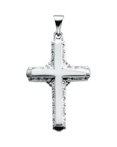 Cross Pendant 14K White Gold 26.00X18.00 Mm