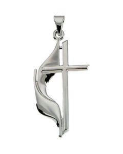 Methodist Cross Pendant 14K White Gold 30.00X17.50 Mm