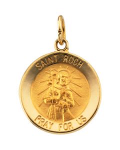 St.Roch Medal 14K Yellow Gold 15.00 Mm