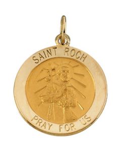 St.Roch Medal 14K Yellow Gold 18.00 Mm