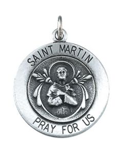 Rd St Martin Pend Medal W/ 18 Inch Chain Sterling Silver  18.25