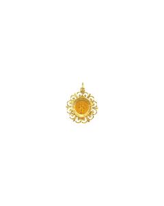 14kt Yellow 20x18mm Round Miraculous Medal