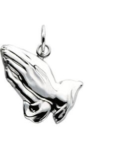 Praying Hands Pendant 14K White Gold 13.00X10.00 Mm
