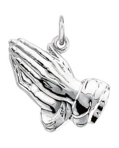 Praying Hands Pendant 14K White Gold 15.00 Mm