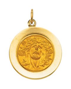 Face Of Jesus (Ecce Homo) Pendant 14K Yellow Gold 18.00 Mm