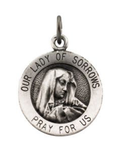 Rd Lady Of Sorrow Pend Medal W/ 18 Inch Chain Sterling Silver  14.75