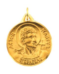 St.Genesius Medal 14K Yellow Gold 26.00 Mm