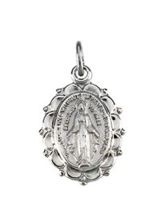 Miraculous Medal W/ 18 Inch Chain Yellow Gold Filled Gold 13.00X11.00 Mm