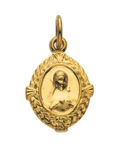 Immaculate  Heart Of Mary Medal 14K Yellow Gold 12.00X09.00 Mm