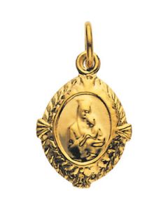 Our Lady Of Perpetual Help Medal 14K Yellow Gold 12.00X09.00 Mm