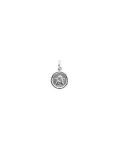 14kt White 12mm Round Angel Medal