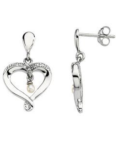 Heart And Soul Earrings With Stones Sterling Silver  Pair. Heart And Soul Earrings With Stones