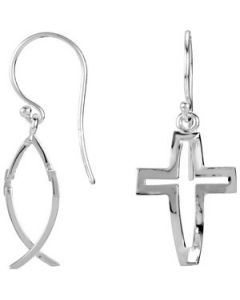Eyevolver Cross/Fish Earrings 14K White Gold 