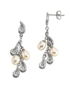 Teardrops Earrings Sterling Silver  Pair 38.75X12.25 Mm Teardrops Earrings