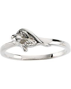 Unblossomed Rose Chastity Ring W/Box 14K White Gold Size 06.00