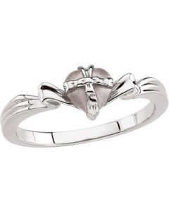 Gift Wrapped Heart Chastity Ring W/Box 14K White Gold Size 06.00
