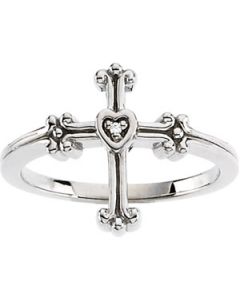 Diamond Cross Ring 14K White Gold .005 Ct Tw
