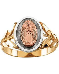 Tri-Color Ldy/Guadalupe Ring 14K Yellow Gold Ring