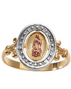 Tri-Color Ldy/Guadalupe Ring 14K Yellow Gold Ring