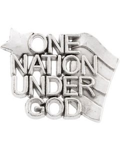 One Nation Under God Lapel Pin 14K White Gold 14.00X19.00 Mm