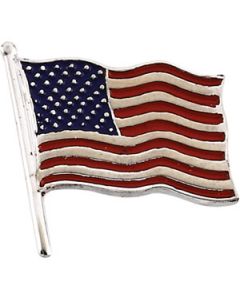American Flag Lapel Pin 14K White Gold 17.50X17.00 Mm Color