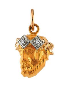 Head Of Jesus Crown Pendant W/Diamond 14K Yellow Gold 13.00X10.00 Mm