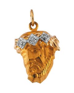 Head Of Jesus Crown Pendant W/Diamond 14K Yellow Gold 19.50X14.50 Mm